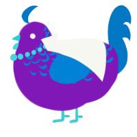 A violet and sapphire chicken with a half-lace pattern