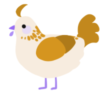 A cream and ochre chicken with a neck-speckle pattern