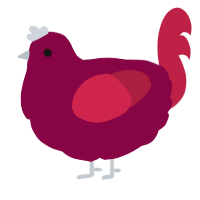A maroon and crimson chicken