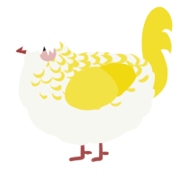 A white and yellow chicken with a half-lace pattern