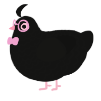 A black chicken with a lace pattern