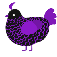 A black and violet chicken with a lace pattern