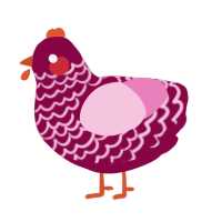 A maroon and pink chicken with a lace pattern