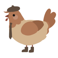 A beige and brown chicken with a head pattern