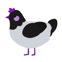 A mist and sable chicken with a head pattern