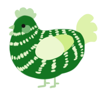 A leaf and apple chicken with a bar pattern