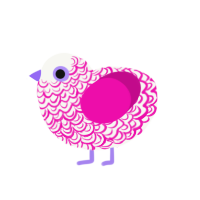 Demon, a white and fuchsia chicken with a double-lace pattern