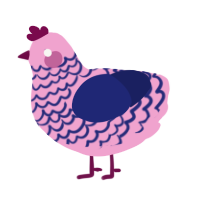 A pink and navy chicken with a lace pattern