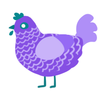 A blurple and lilac chicken with a lace pattern