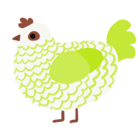 A white and lime chicken with a lace pattern