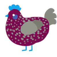 A wine and ash chicken with a speckle pattern
