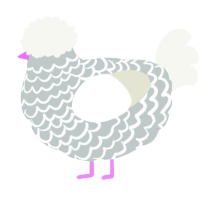 A silver and white chicken with a lace pattern