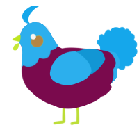 A wine and sky chicken with a head pattern
