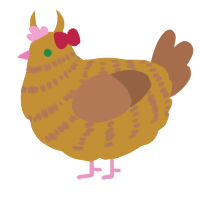 A gold and brown chicken with a bar pattern