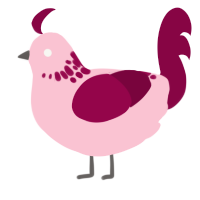 A rose and maroon chicken with a neck-speckle pattern