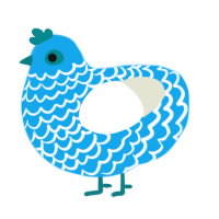A sky and white chicken with a lace pattern
