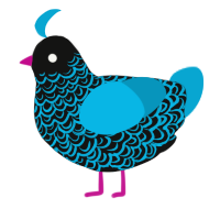 A black and cerulean chicken with a double-lace pattern