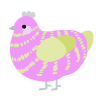 A lavender and lemon chicken with a bar pattern
