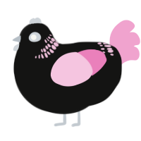 A black and pink chicken with a neck-band pattern