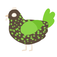 A bark and grass chicken with a speckle pattern