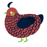 A red and tumblr chicken with a lace pattern