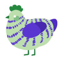 A gluppy and indigo chicken with a bar pattern
