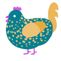 A sea and honey chicken with a speckle pattern
