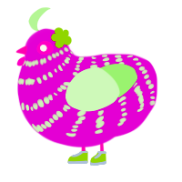 Vitamine, a plum and gluppy chicken with a bar pattern