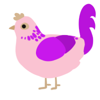 A rose and amethyst chicken with a neck-speckle pattern