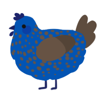A ultramarine and bark chicken with a speckle pattern