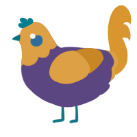 A overcast and orange chicken with a head pattern