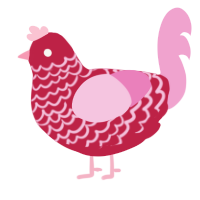 A crimson and pink chicken with a lace pattern