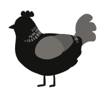 A black and grey chicken with a neck-band pattern