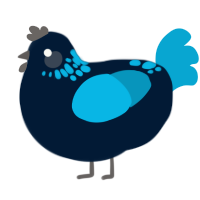 A tumblr and cerulean chicken with a neck-speckle pattern