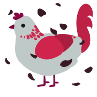 A silver and crimson chicken with a neck-speckle pattern