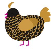 A sable and gold chicken with a lace pattern