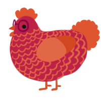 A crimson and vermilion chicken with a lace pattern
