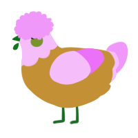 A gold and lavender chicken with a head pattern
