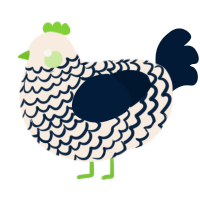 A cream and tumblr chicken with a lace pattern