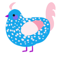A sky and rose chicken with a speckle pattern