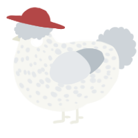 A white and mist chicken with a speckle pattern