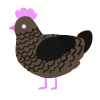 A bark and black chicken with a lace pattern