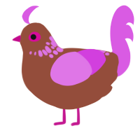 A russet and orchid chicken with a neck-speckle pattern