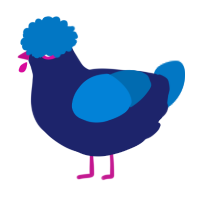 A navy and sapphire chicken