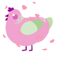 A pink and gluppy chicken with a neck-band pattern