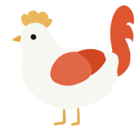 A white and vermilion chicken
