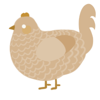 A beige chicken with a lace pattern