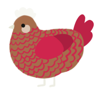 A brown and crimson chicken with a lace pattern