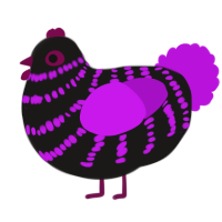 A sable and amethyst chicken with a bar pattern