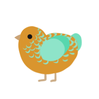 Soprano, a cream and aqua chicken with a half-lace pattern